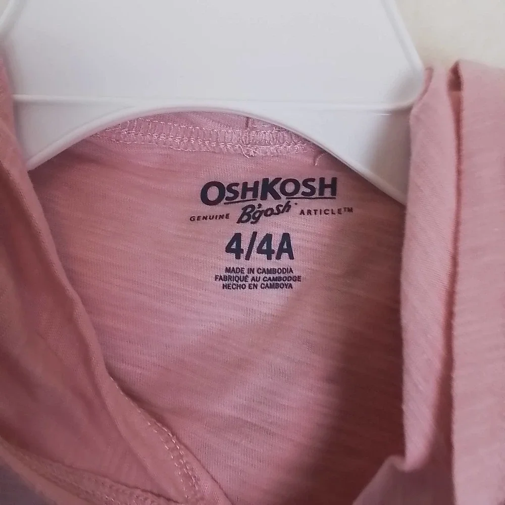 OshKosh Cotton Hoodie Tee Girl's Size 4 Pink w/ Bee Theme‎